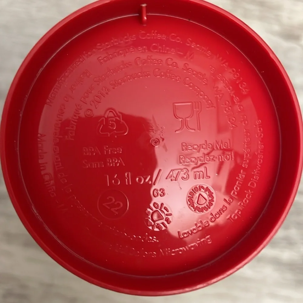 2013 Starbucks Red 25 Years of Holiday Cup Cheer 16 Oz Hot/Cold Plastic Tumbler